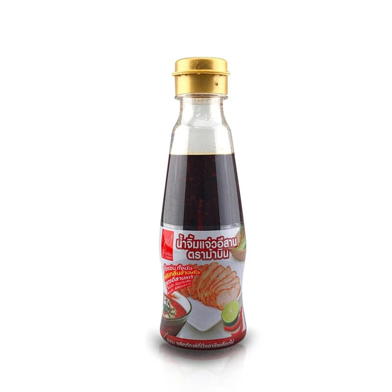 MABIN Jaew Dipping Sauce 210g bottle with label, featuring spicy Thai-style dipping sauce in a clear plastic bottle