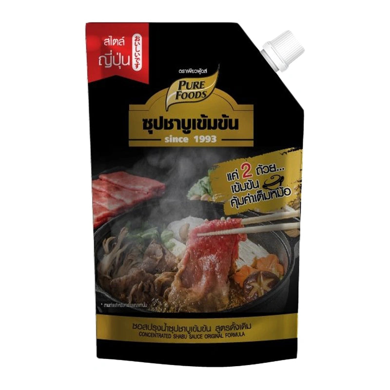 Pure Foods Shabu Soup Original 900g jar with clear label, showcasing the traditional Japanese-style soup for shabu-shabu dishes.