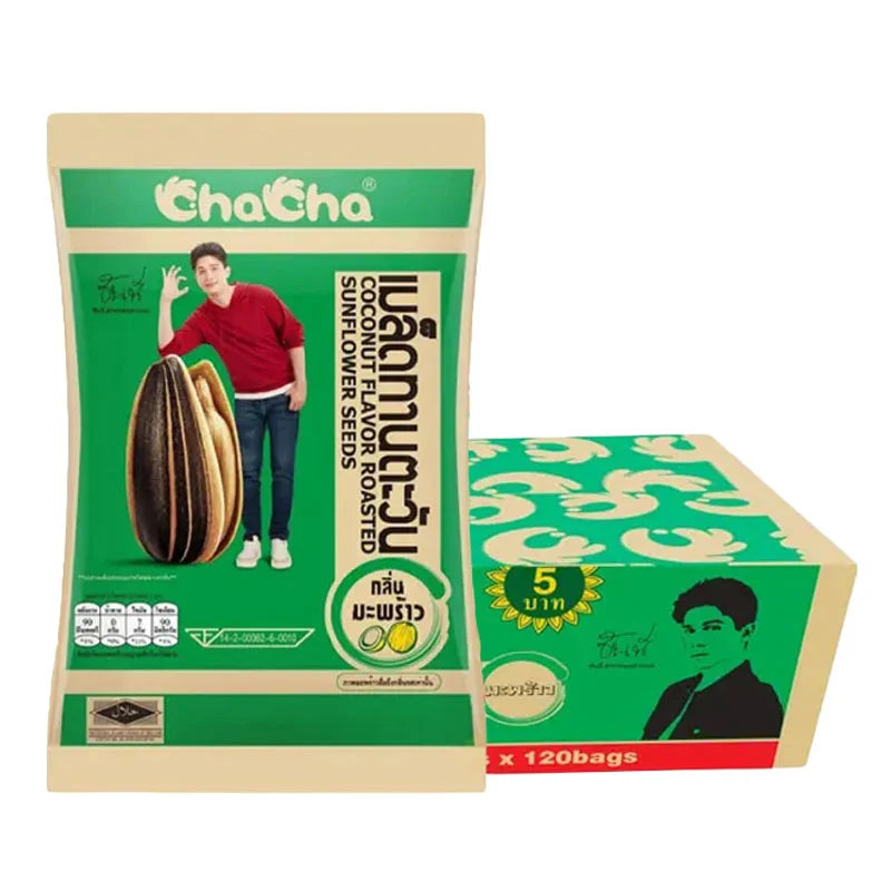 CHACHA sunflower seeds coconut flavor 15g packet showing sunflower seeds and coconut flavor label.