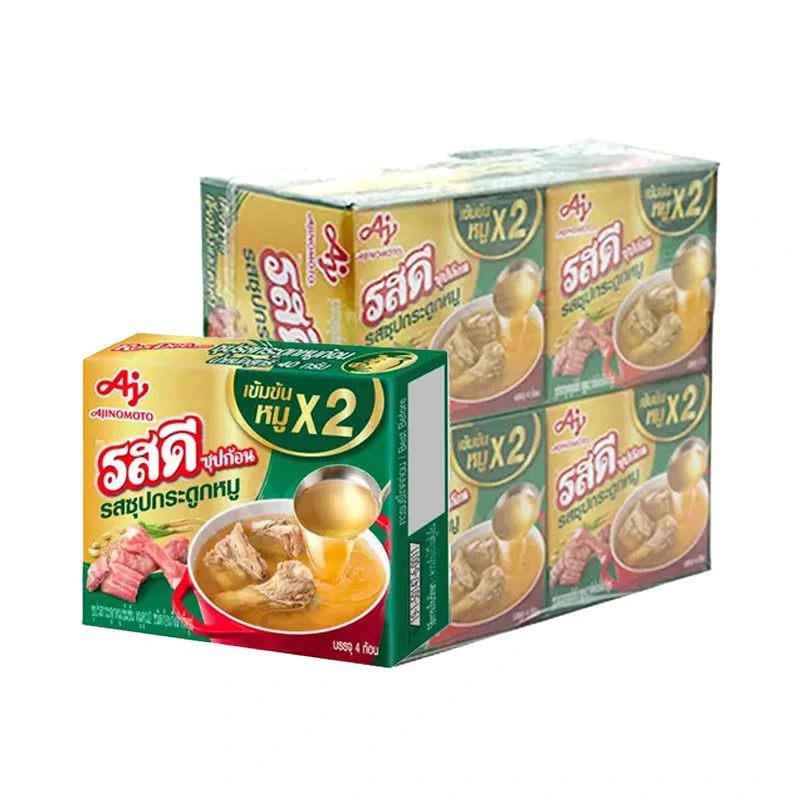 Rosdee Cube Pork Bone Soup seasoning cubes, 40g per box, 12-pack, showing the packaging with branding and product details.