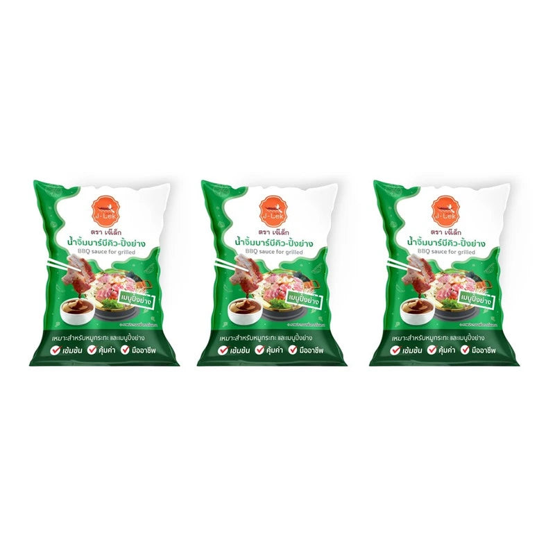 J-LEK BBQ Dipping Sauce 1000g pack of 3 bags, creamy and flavorful sauce for grilled meats and snacks.
