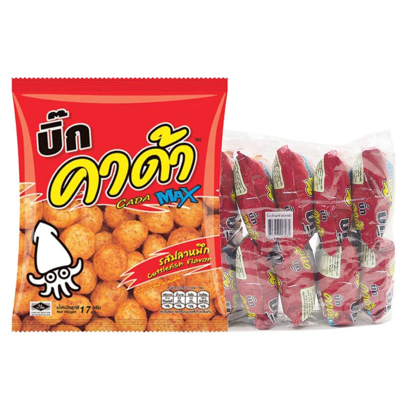 BIGCADA Snack Cuttlefish Flavor 14g packet, showing colorful packaging with images of cuttlefish, ideal for seafood snack lovers.