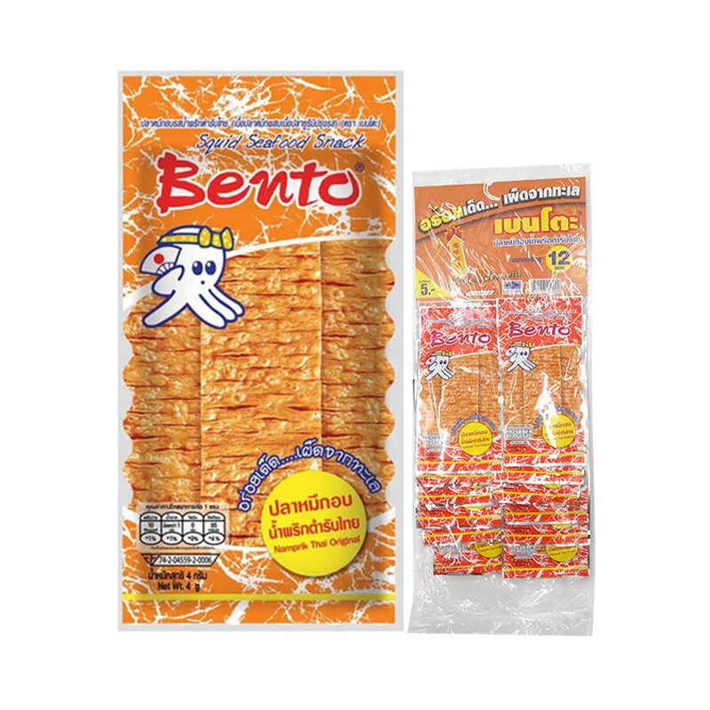 BENTO Bento Namphrek Tamraptha 4g, pack of 12, traditional Thai herbal capsules in clear plastic containers.