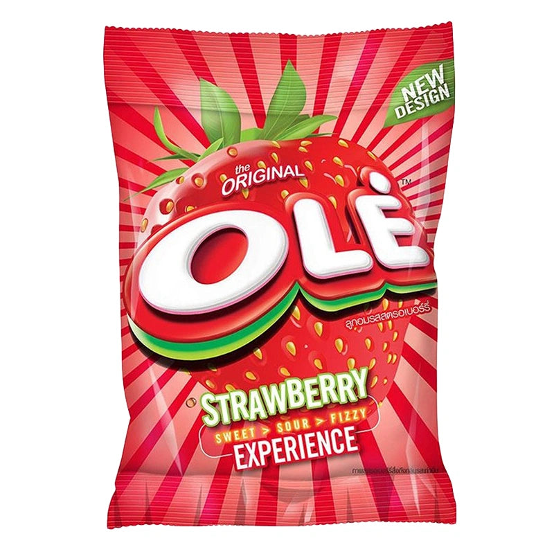 OLE Strawberry Flavored Candy in a bottle, showing 100 tablets of sweet, fruity strawberry-flavored candies.