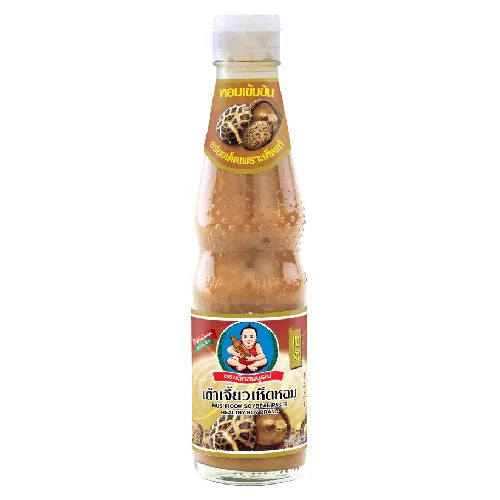 Deksomboon Mushroom Soybean Paste in 350g jar, showing the dark, thick paste with mushroom and soybean ingredients.