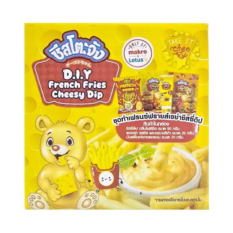 CHEESTOJUNG Cheesy Dip Box Set with four varieties of creamy cheese dips in colorful containers, ready for snacking.