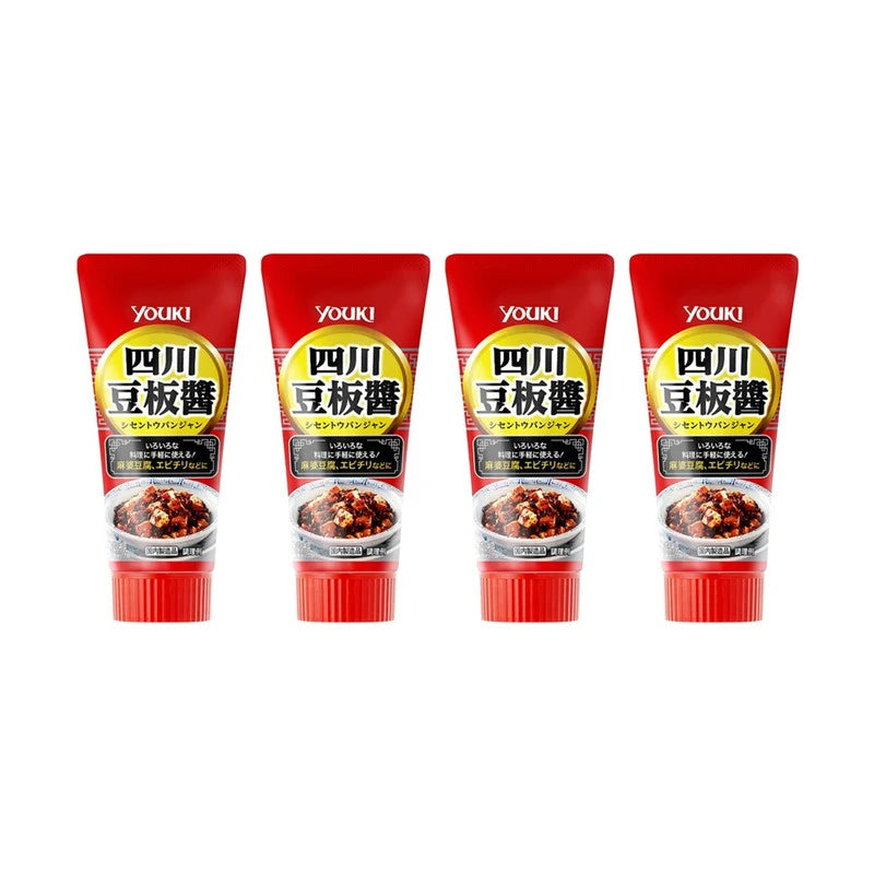 YOUKI Shisen Tobanjan Sichuan chili miso sauce with broad beans in a 100g packet, shown in the image.