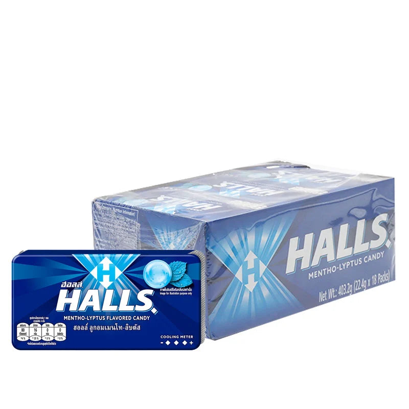 HALLS Soother Mental 8-pack with 18 tablets each, featuring menthol cough drops for soothing relief and fresh breath.