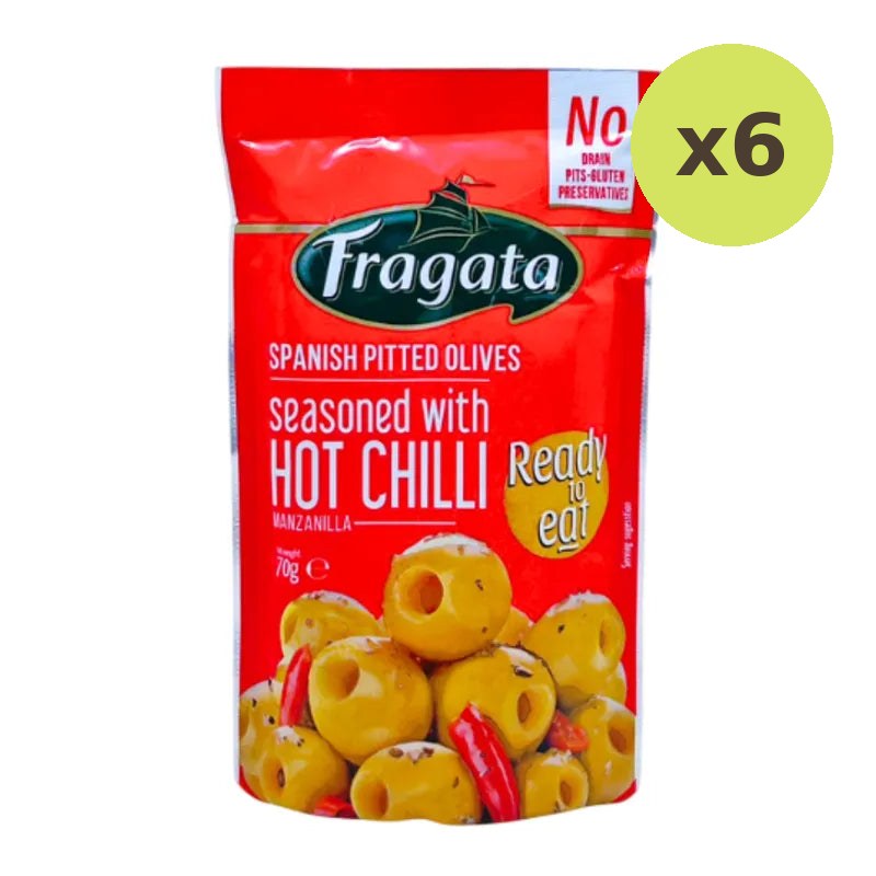 Fragata Pitted Olives Seasoned Hot Chilli 70g