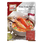 Mae Supen Tom Yum Paste jar showing red chili and herbs, ideal for flavorful Thai cooking and soups.