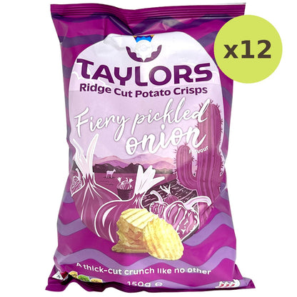 Taylors Fiery Pickled Onion Ridge Cut Potato Crisps