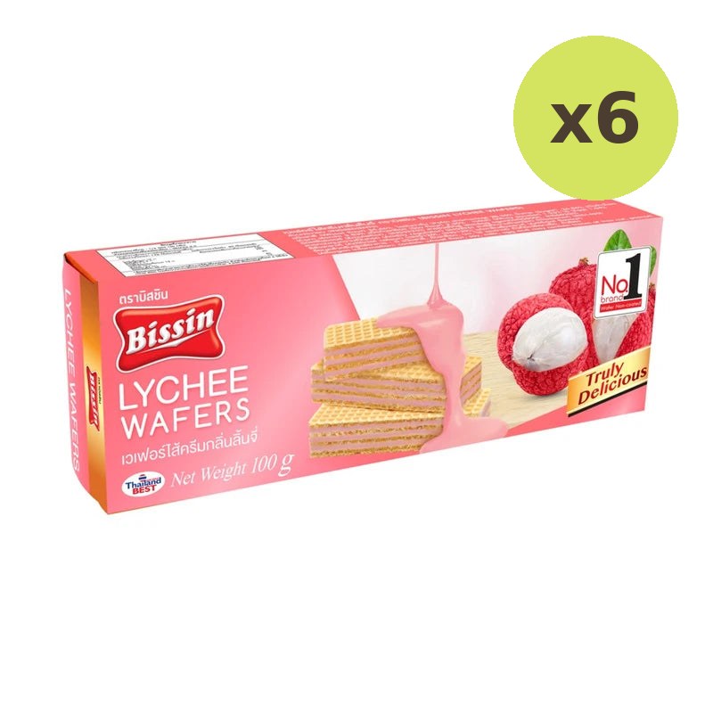 Bissin Wafers Filled With Lychee Flavored Cream 100g