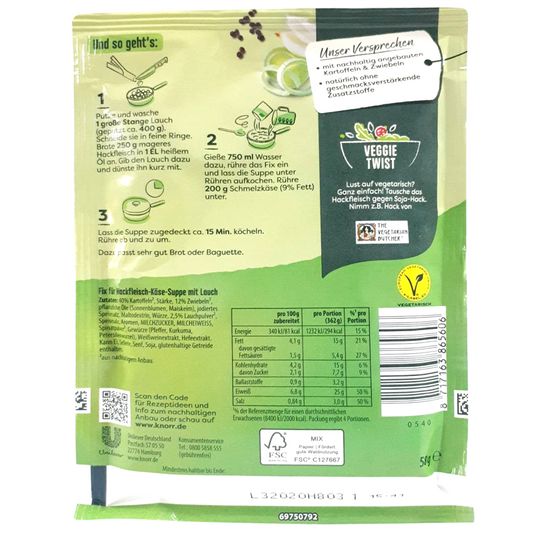 Knorr Fix Hackfleisch Kase Suppe