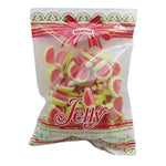 Queen Jelly Watermelon 500g, chewy watermelon-flavored candy snack in a clear plastic package.