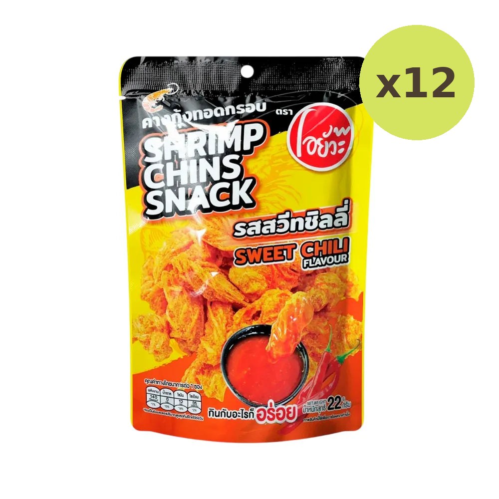 O-yua Crispy Fried Shrimp Chin Sweet Chili Flavor Snack 22g