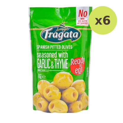 Fragata Pitted Olives Seasoned Garlic And Thyme 70g