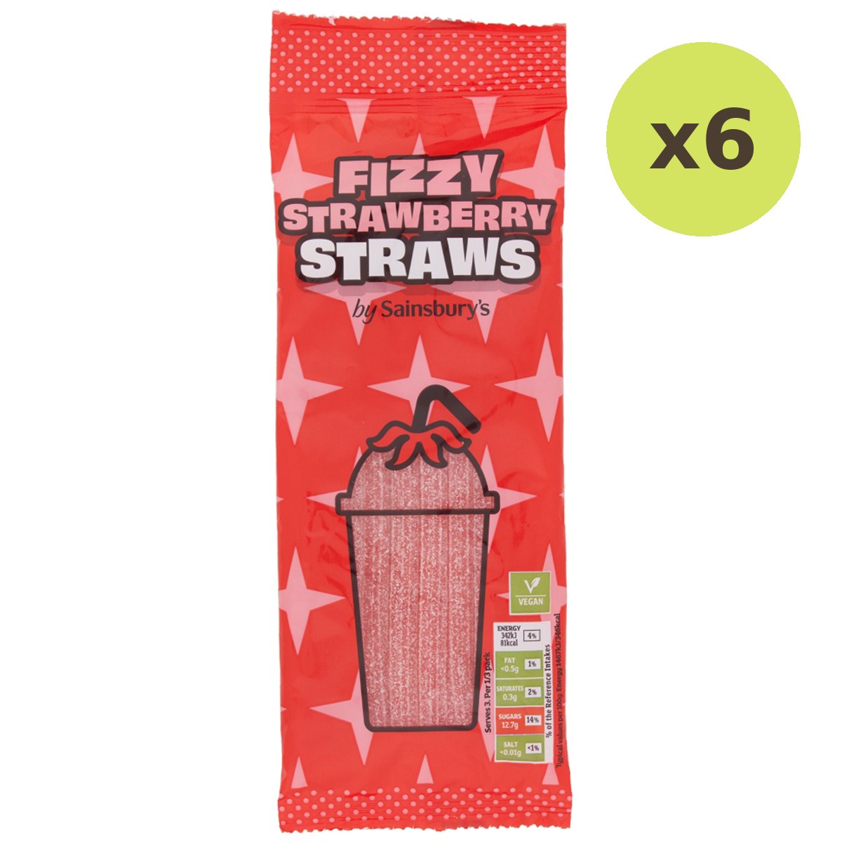 Sainsbury's Fizzy Strawberry Straws Sweets