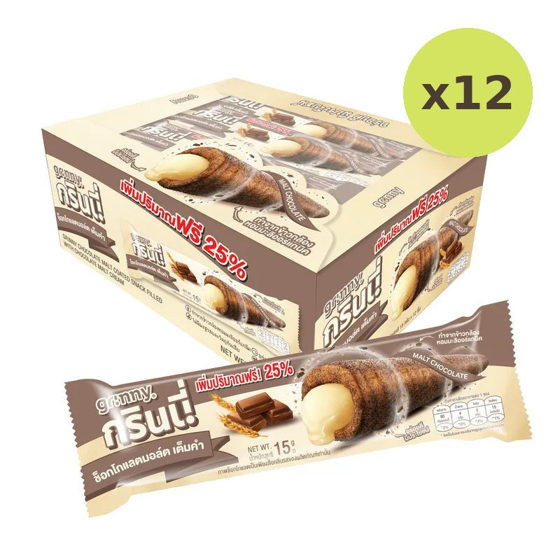 Grinny Chocolate Coated Snack Filled With Malt Cream 15g
