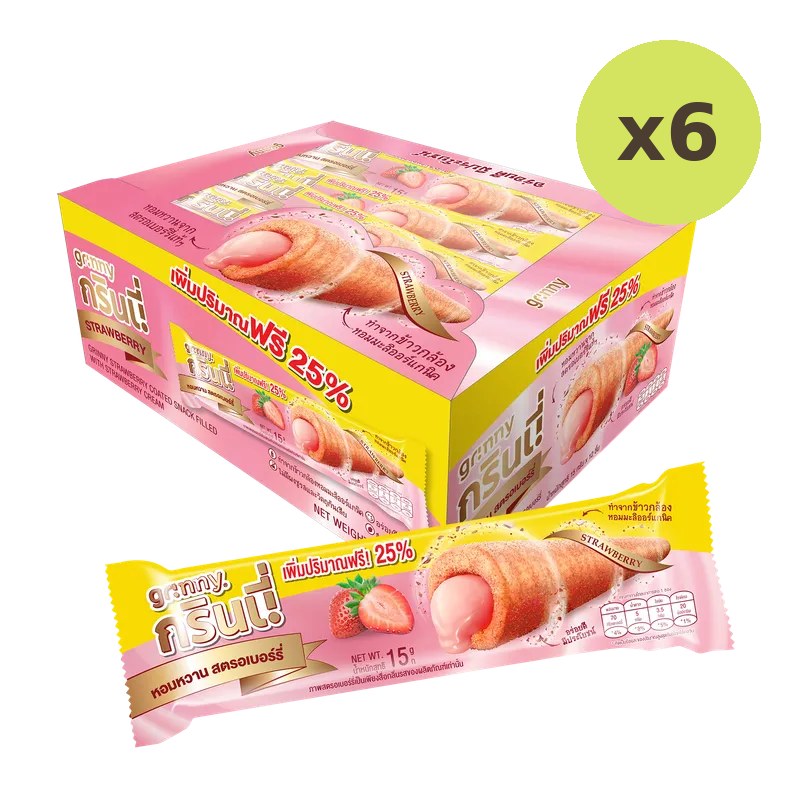 Grinny Strawberry Coated Snack Filled With Cream 15g