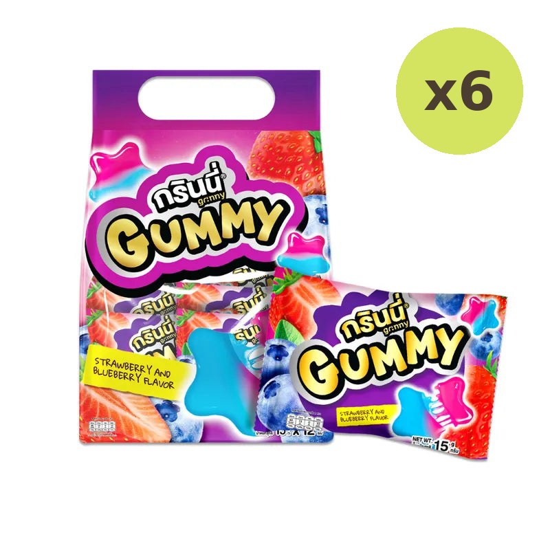Grinny Pectin Gummy Star Strawberry And Blueberry Flavor 15g