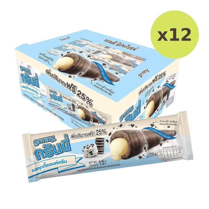 Grinny Cookie And Cream Coated Snack Filled 15g