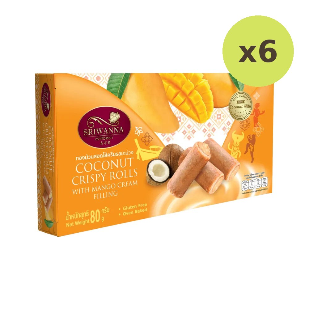 Sriwanna Coconut Crispy Rolls With Mango Cream Filling 80g