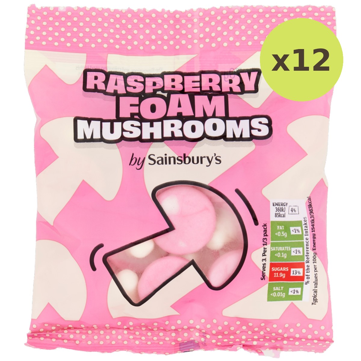 Sainsbury's Rasberry Foam Mushroom Sweets