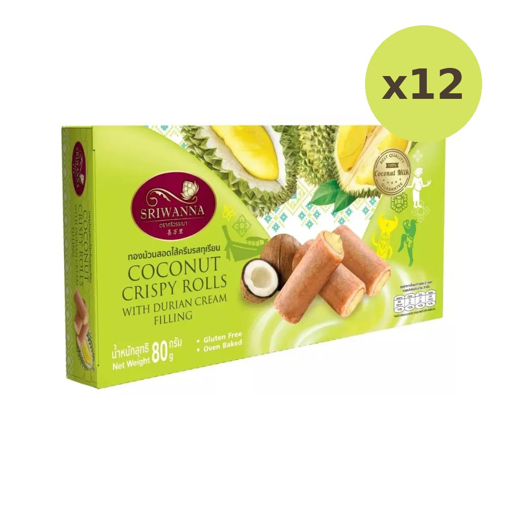 Sriwanna Coconut Crispy Rolls With Durian Cream Filling 80g