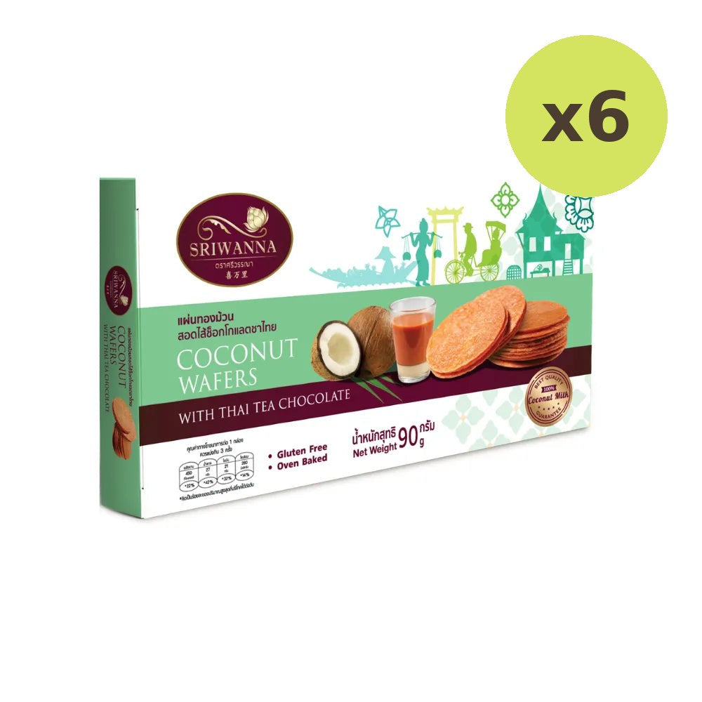Sriwanna Coconut Wafers With Thai TEA Chocolate 90g