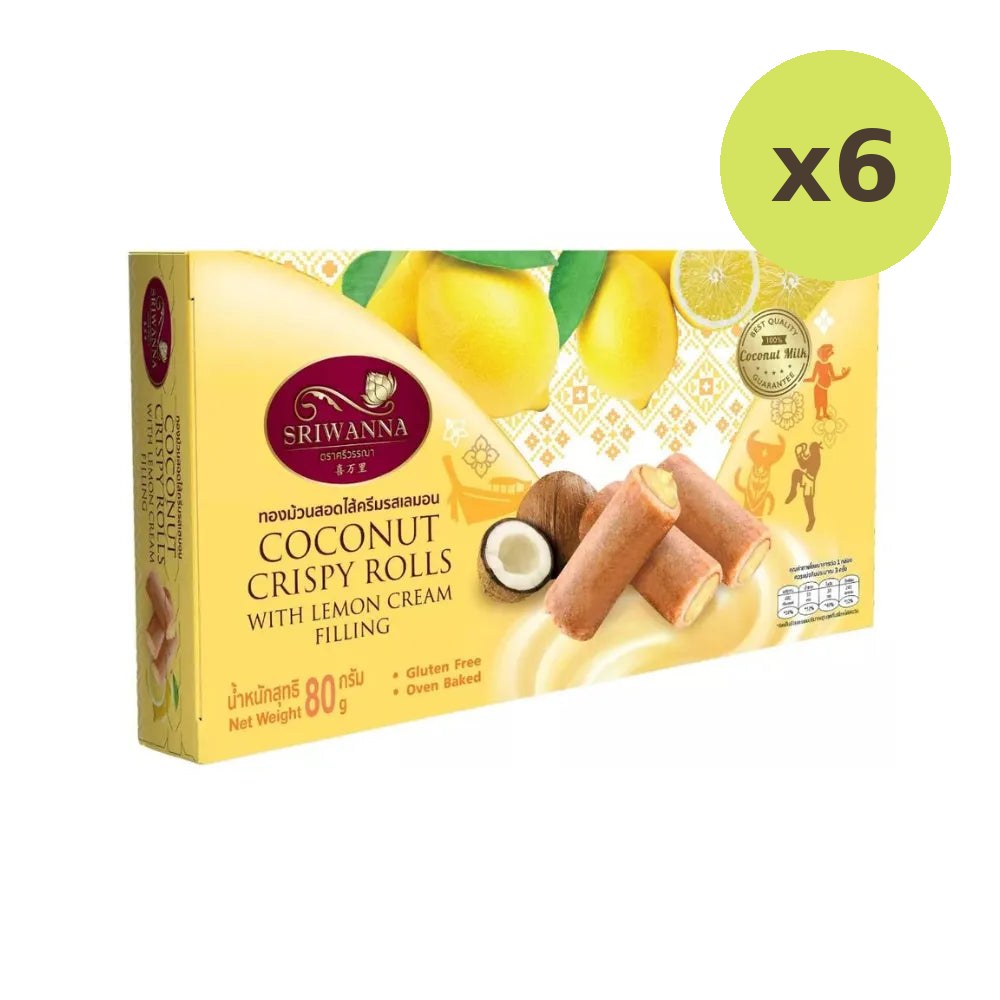 Sriwanna Coconut Crispy Rolls With Lemon Cream Filling 80g