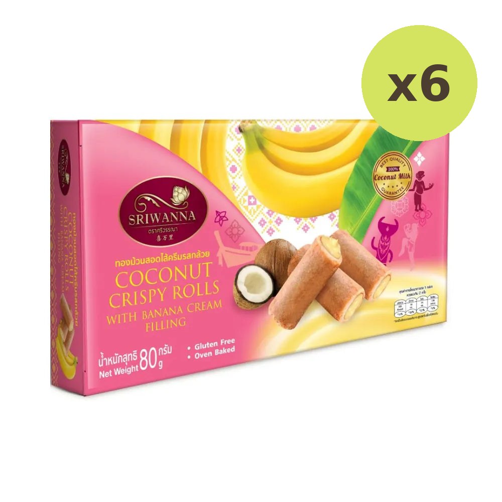 Sriwanna Coconut Crispy Rolls With Banana Cream Filling 80g