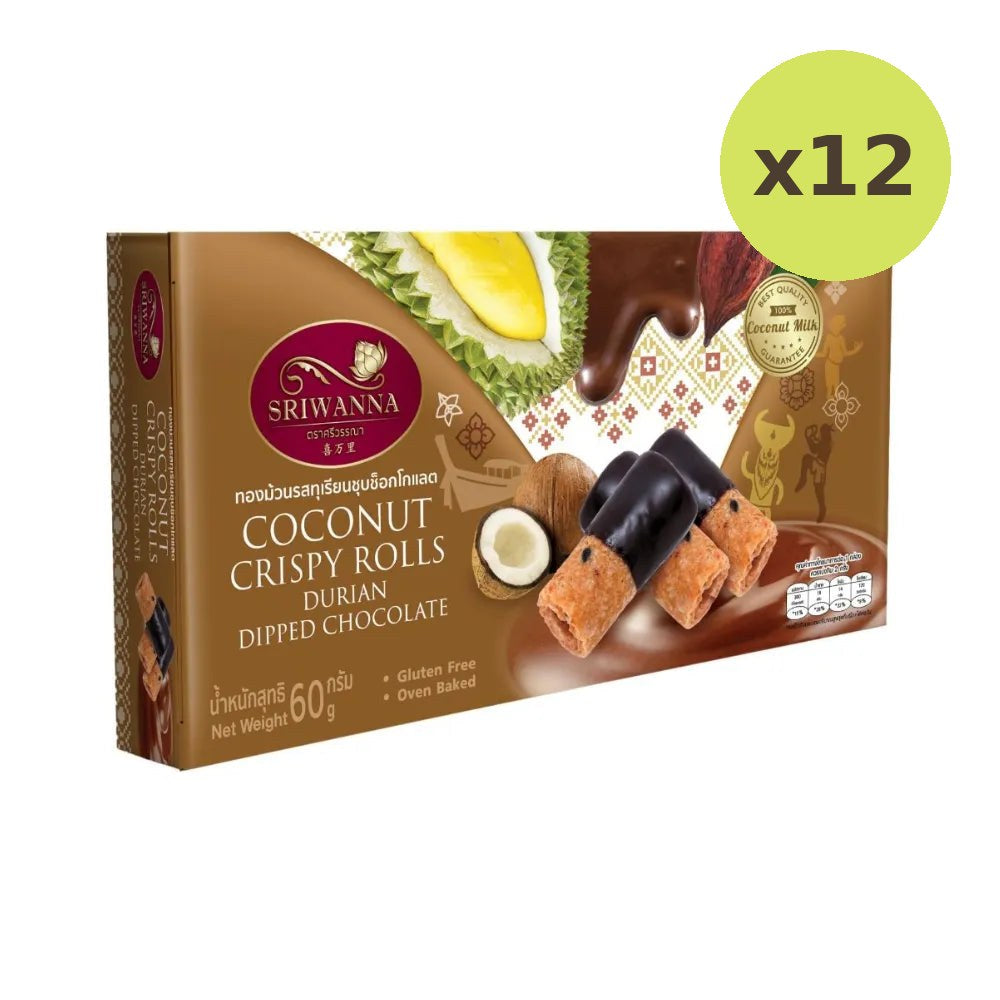 Sriwanna Coconut Crispy Rolls Durian Dipped Chocolate 60g
