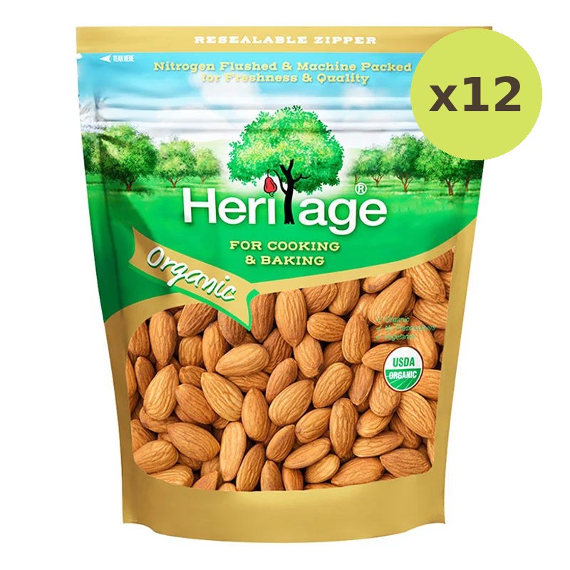 Heritage Organic Raw Natural Whole Almonds 250g