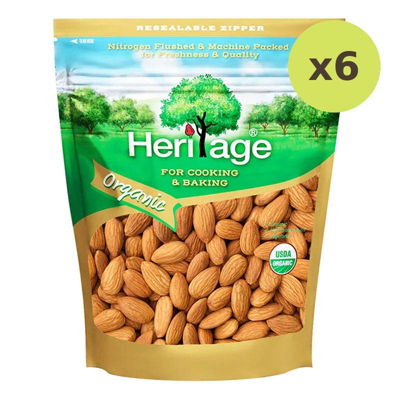 Heritage Organic Raw Natural Whole Almonds 250g