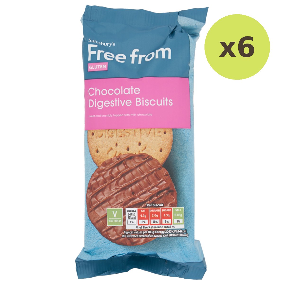 Sainsbury's Free From Chocolate Digestives Biscuits