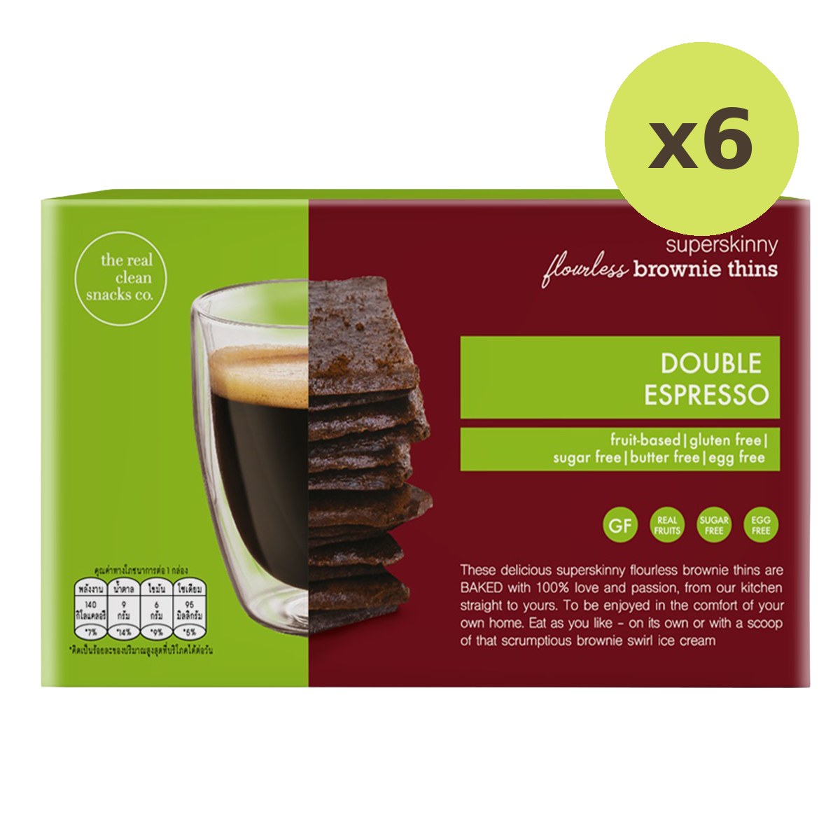 The Real Clean Snacks Co Brownie Thins Double Espresso