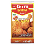 Gogi Tempura Flour Hot & Spicy 500g package, dry grocery product for making spicy tempura batter, featuring vibrant packaging.