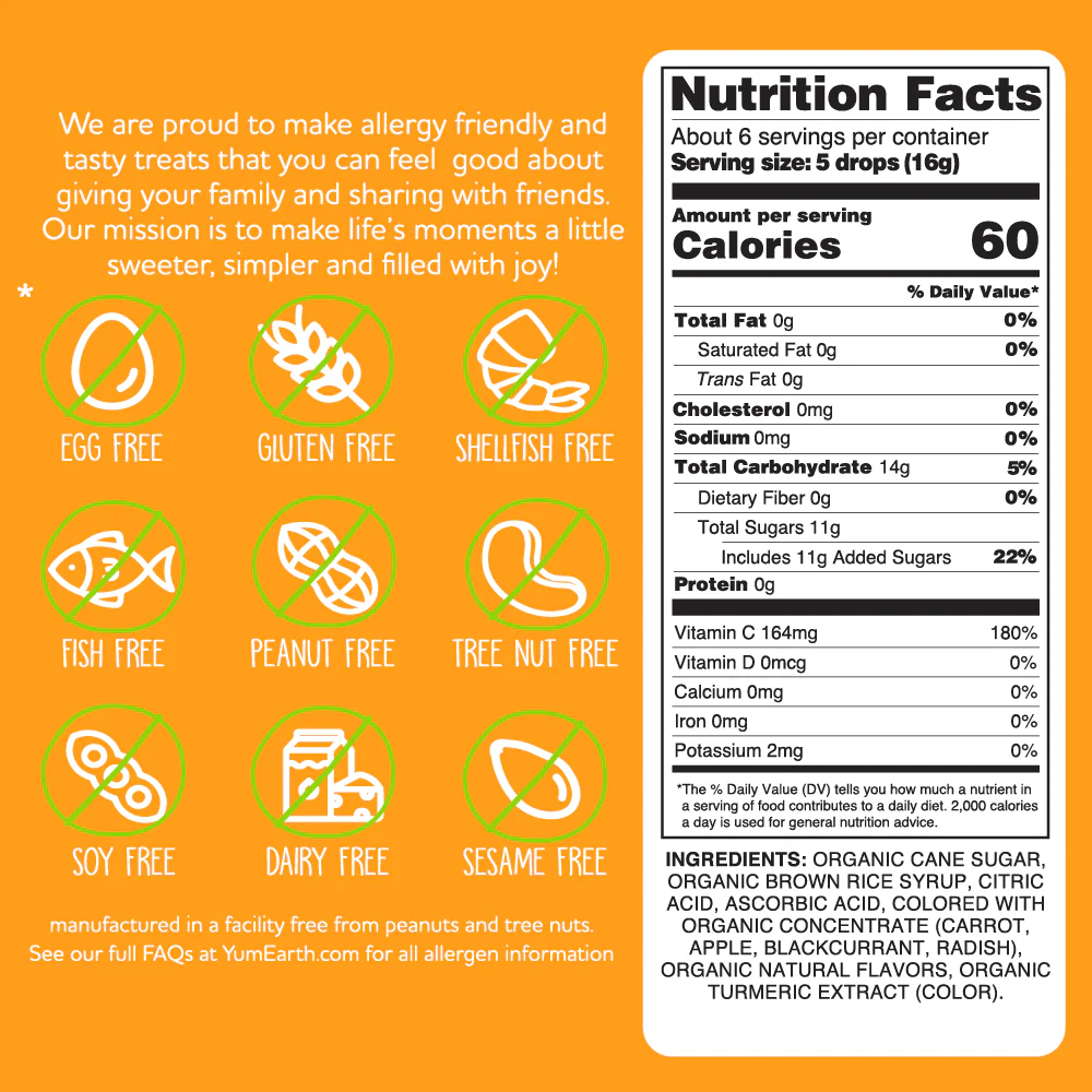 YumEarth Organic Citrus Grove Vitamin C Drops Candies