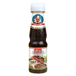 Deksomboon Jaew spicy dipping sauce in 165g jar, Thai dry grocery product with red chili and seasoning visible in the image.