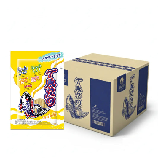 TARO Taro Spicy Flavored Fish Snack 30g packet, showing colorful packaging with spicy fish snack inside