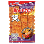 Bento Roasted Chili Squid Snack in a clear packaging, showing crispy roasted squid pieces with chili seasoning inside.