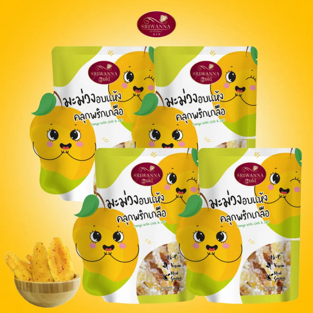 Sriwanna Gold Dried Mango With Chili & Salt 40g x4