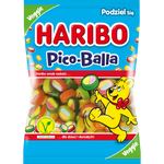 Haribo Pico Balla confectionery snacks in colorful gummy ball shapes with vibrant fruit flavors.