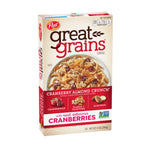Post Great Grain Cranberry Almond Crunch dry cereal in a 396g package, showing the colorful cereal with cranberries and almonds.