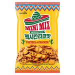 Samjin Pretzel & Cracker Mini Mix Mexican Taco flavor, confectionery snacks with pretzels and crackers in vibrant packaging