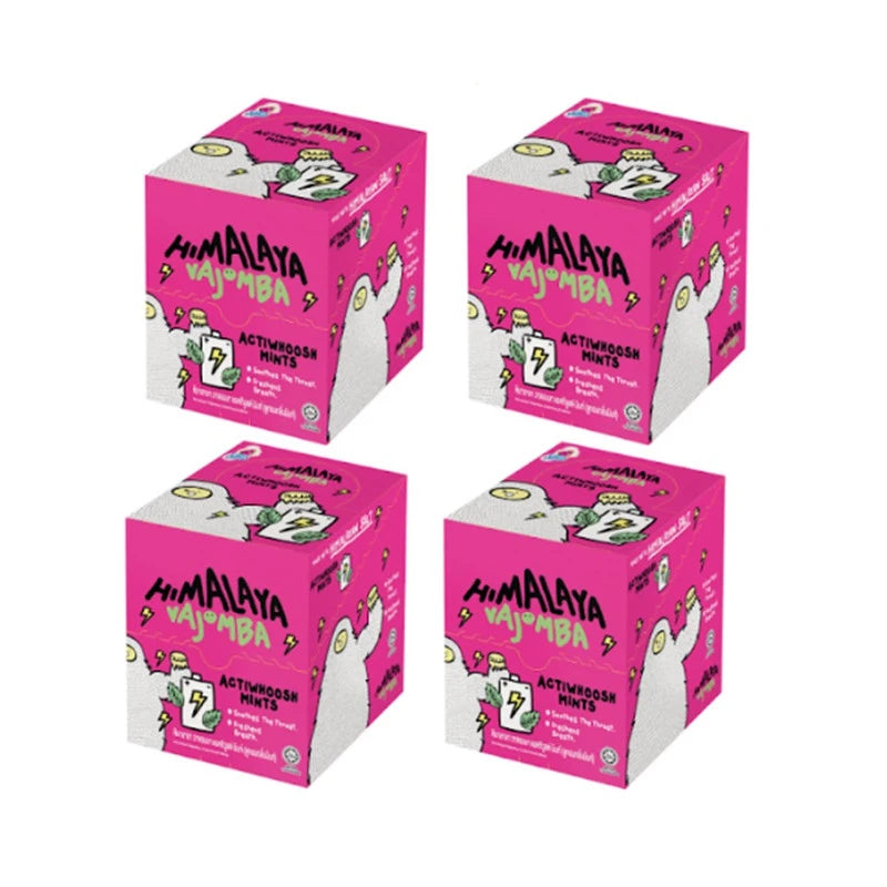 HIMALAYA Mint Candy with Himalayan Salt Wajomba Activoost pack of 4, featuring mint candies in colorful wrappers.