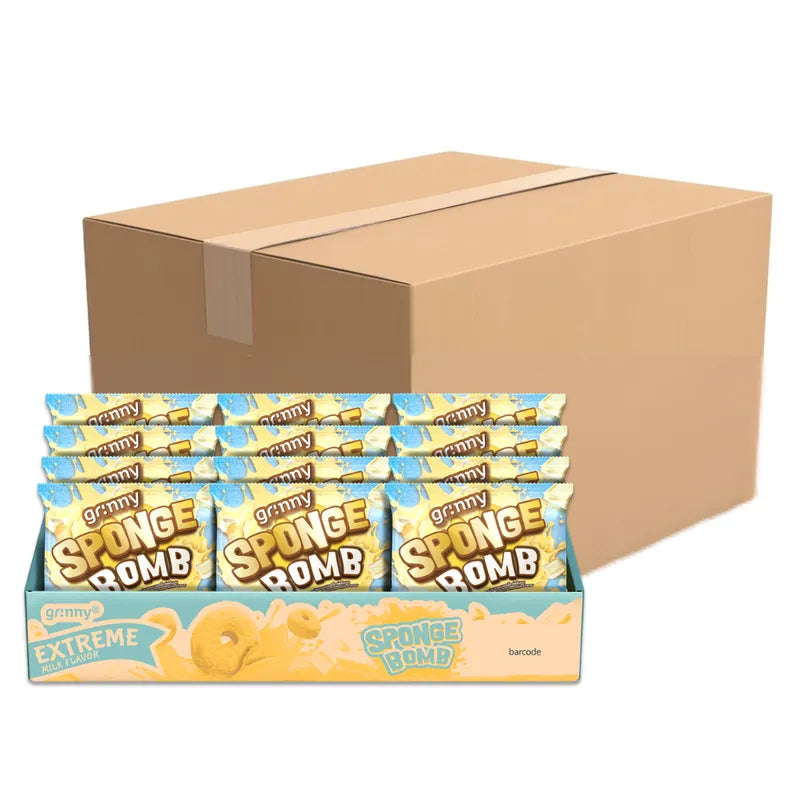 GRINNY SPONGE BOMB SNACK EXTREME MILK FLAVOR . (PACK 12PCS) X12
