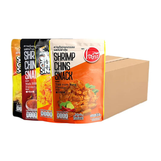 O-YUA Crispy Fried Shrimp Chin Whole Carton Assorted 4 Flavors