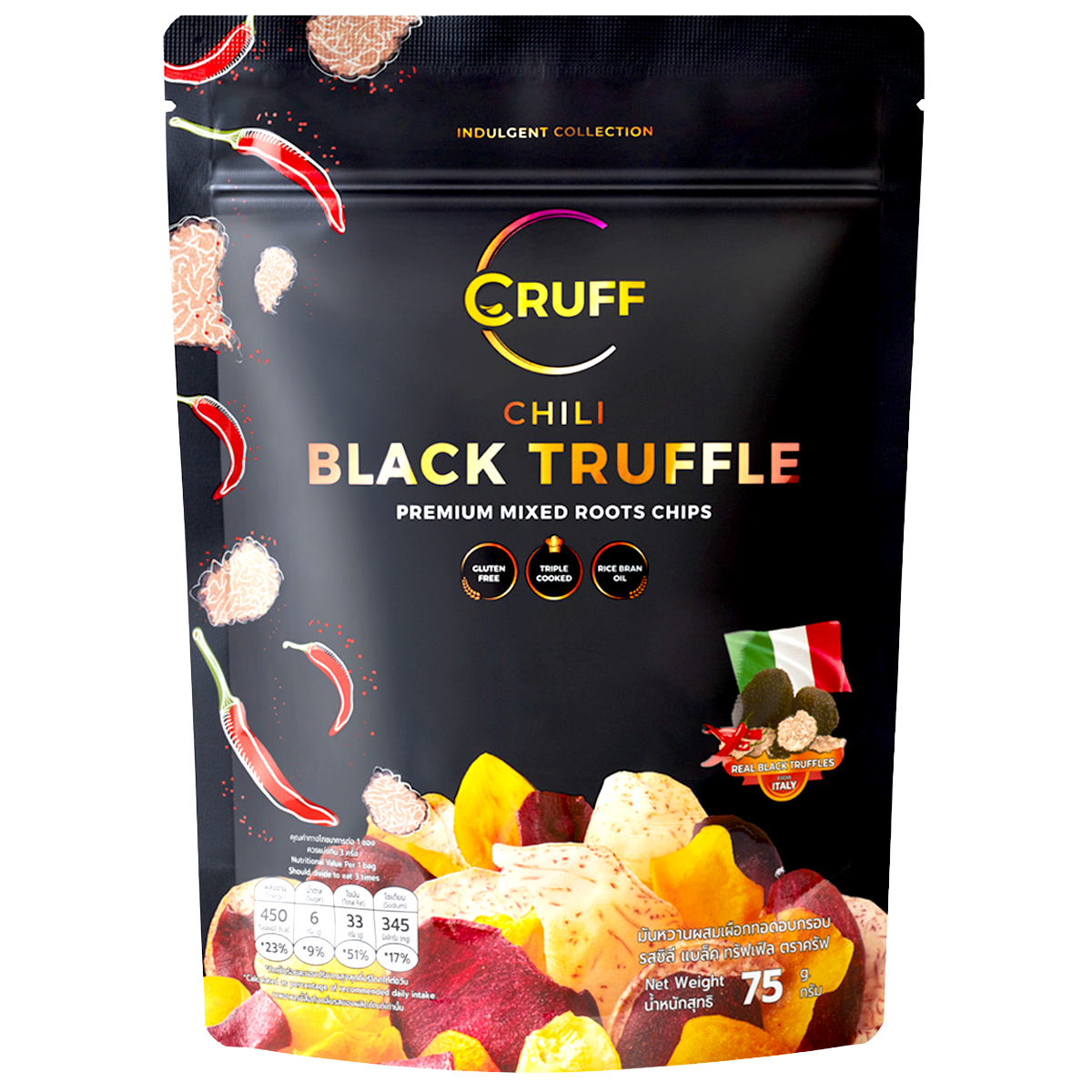 Cruff Mixed Root Chips Chili Black Truffle Flavor