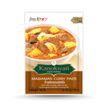 Kanokwan Massaman curry paste in a jar, showcasing its rich, aromatic Thai spice blend for cooking flavorful Massaman dishes.